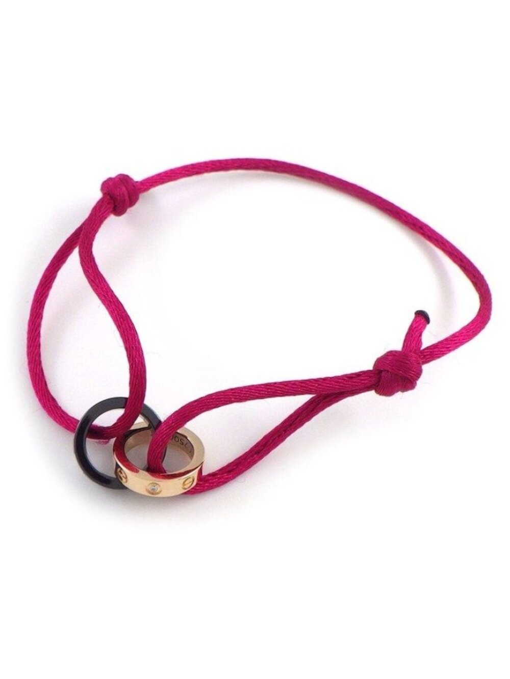 Cartier Bracelet Baby Love Circle Link 4 Points Diamond Black Ceramic Pink